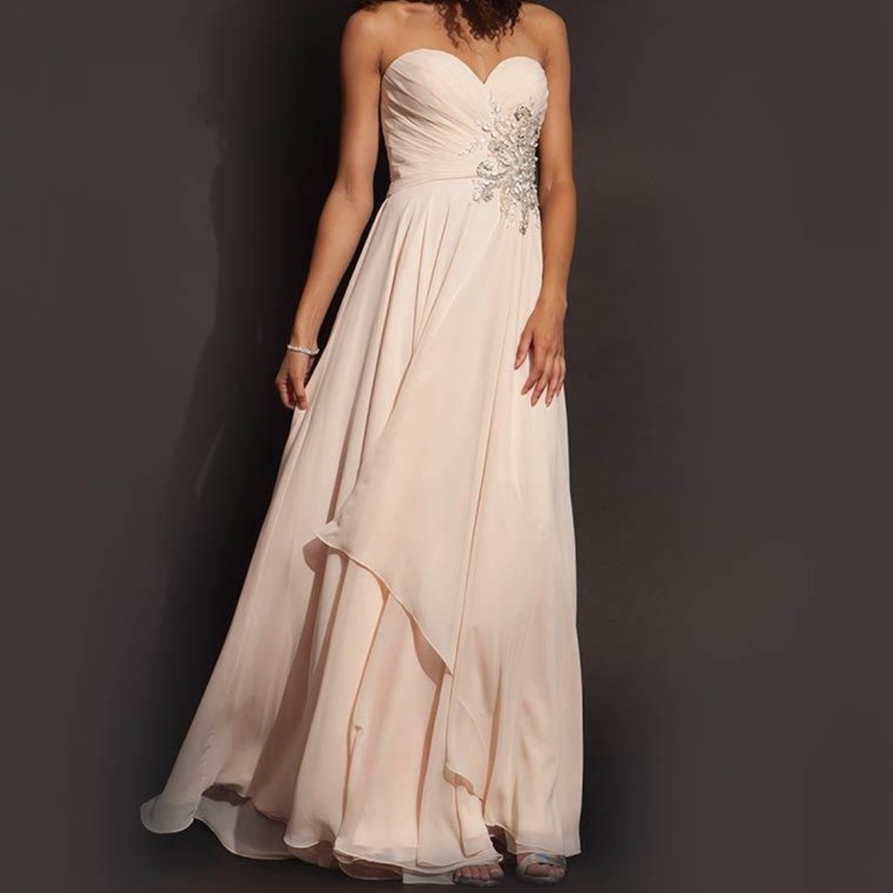 Jovani Strapless Elegant Evening Gown Blush
